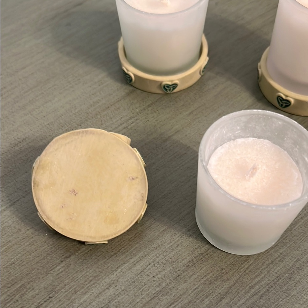 Cream and Green Shamrock Candle Holders Accents - Picture 4 of 4